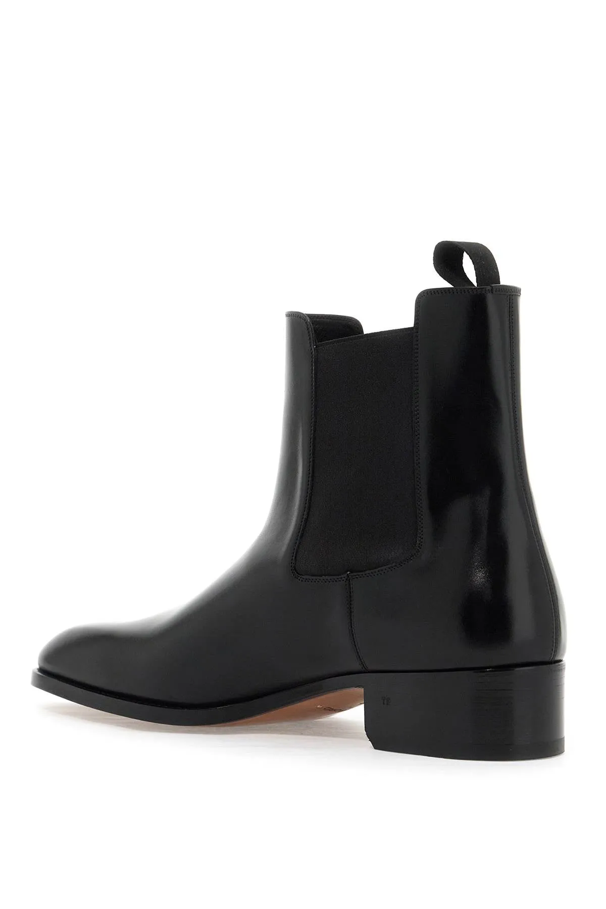 Tom Ford Chelsea Leather Ankle Boots   Black