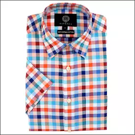 Viyella Red & Blue  Checked  Cotton Short Sleeve.