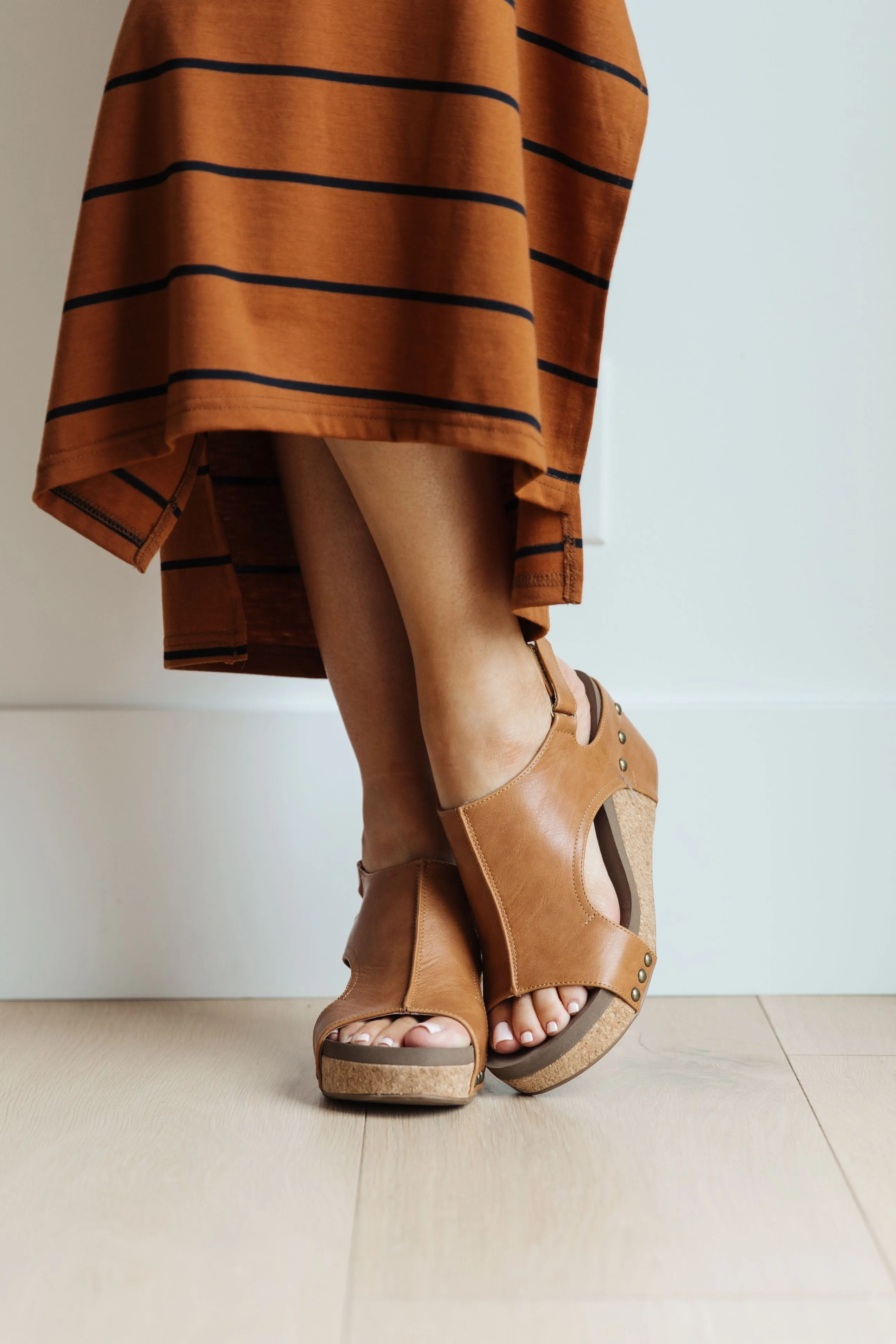 Walk This Way Wedge Sandals in Cognac