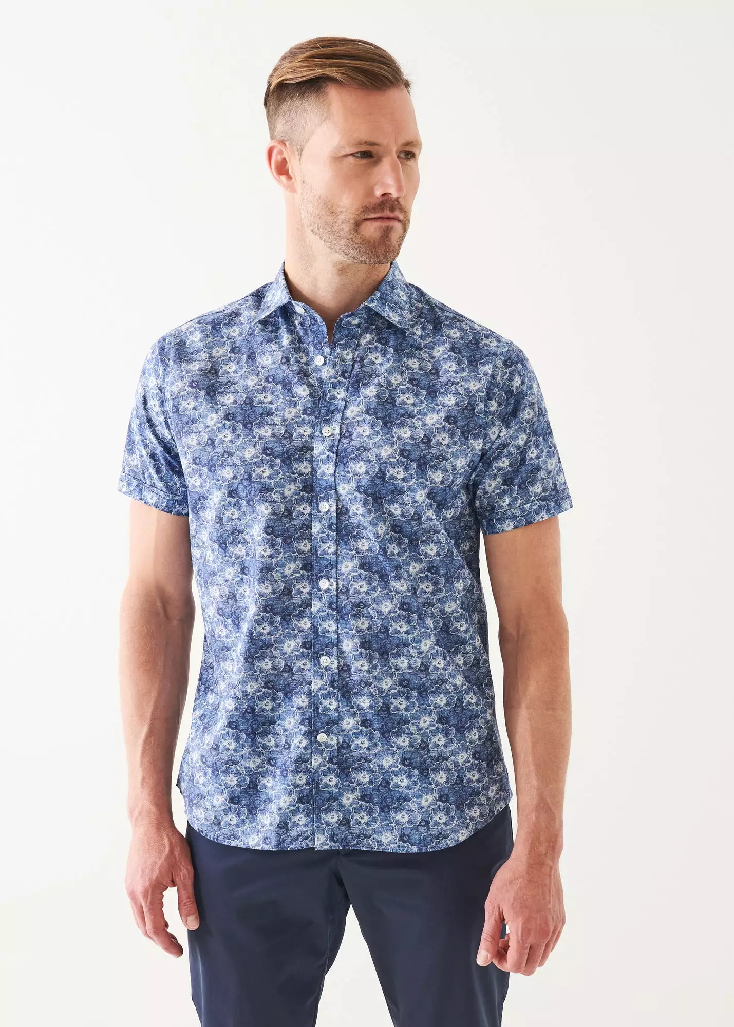 WATERCOLOUR PRINT COTTON SHORT SLEEVE SHIRT