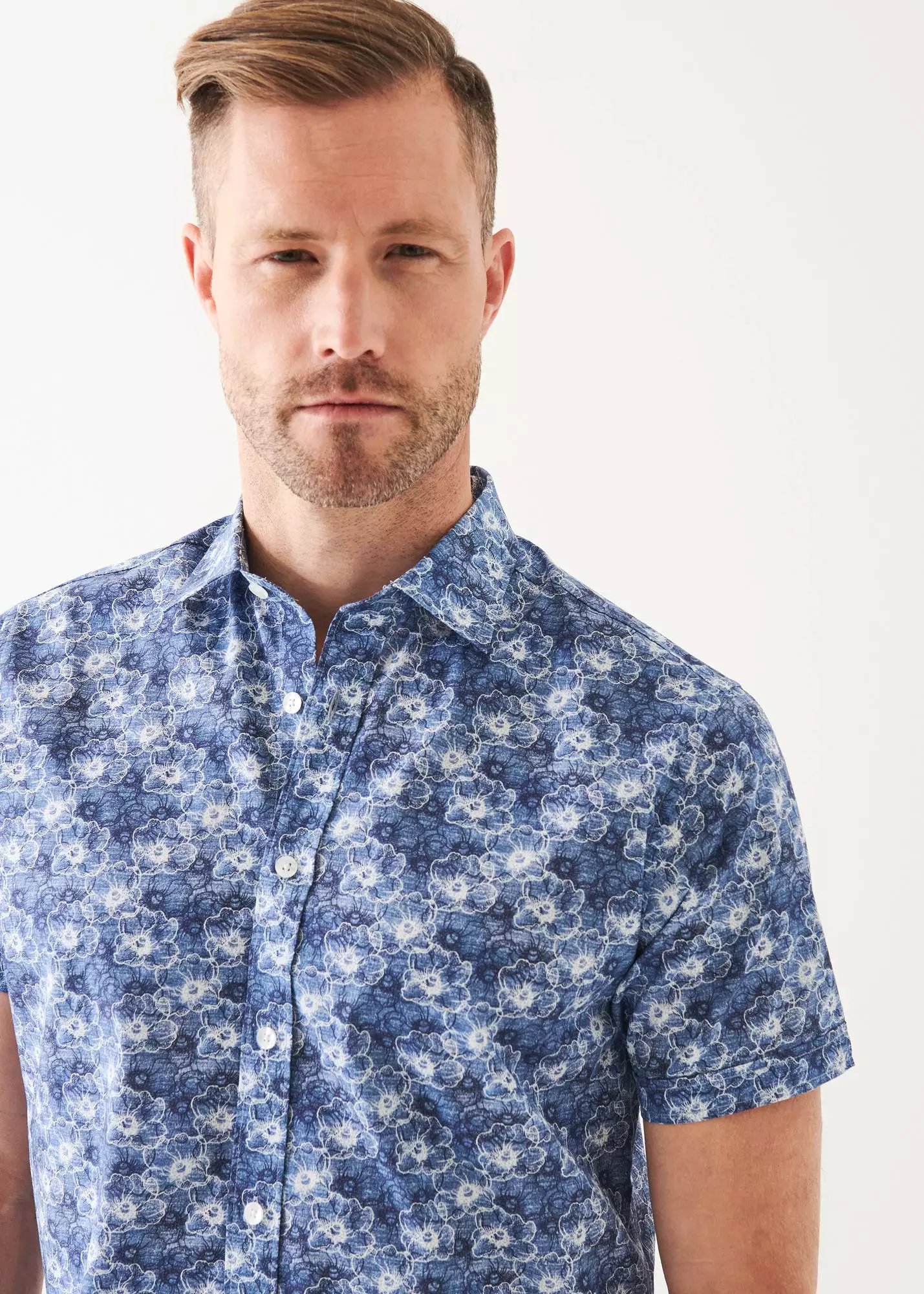 WATERCOLOUR PRINT COTTON SHORT SLEEVE SHIRT