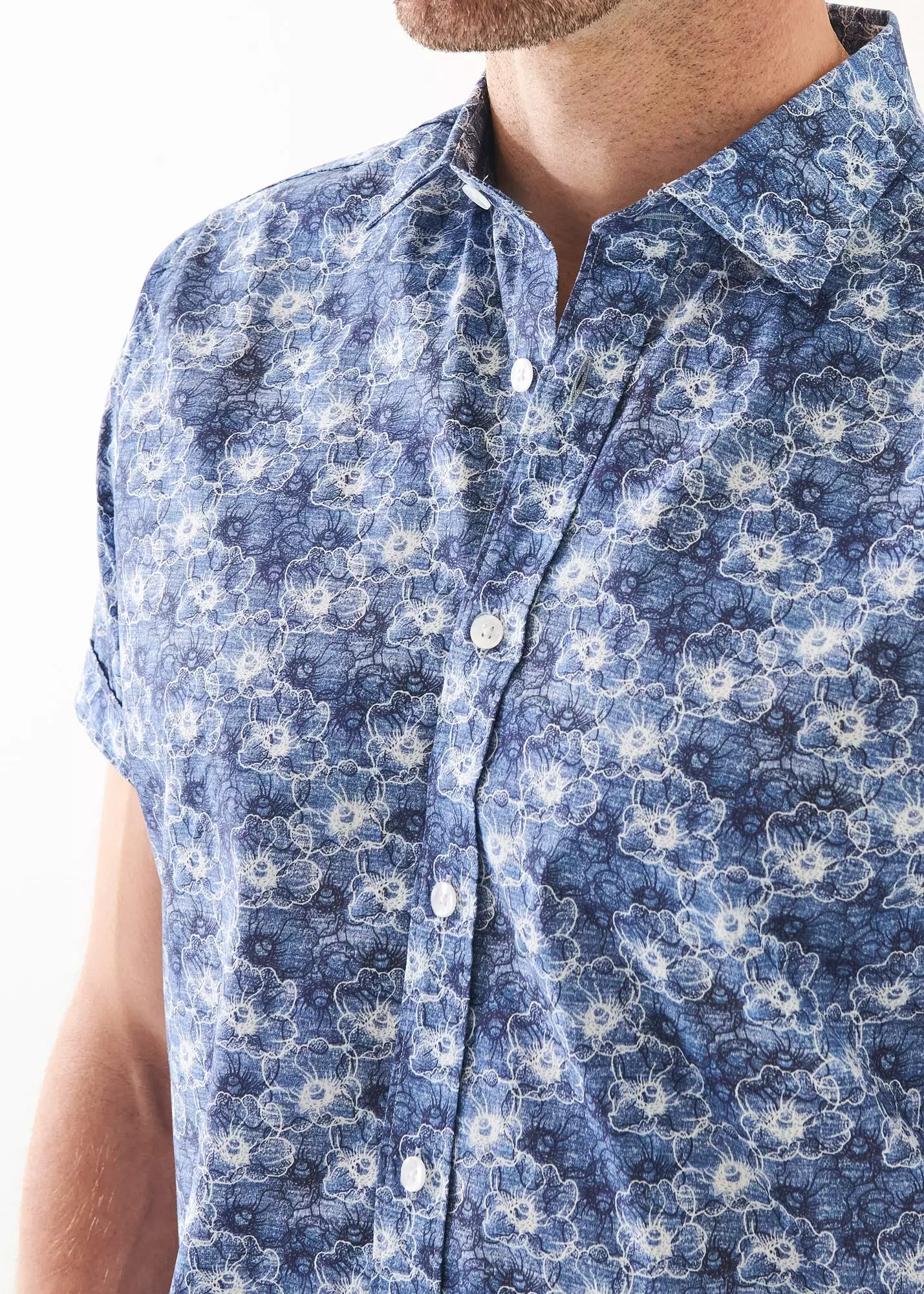 WATERCOLOUR PRINT COTTON SHORT SLEEVE SHIRT