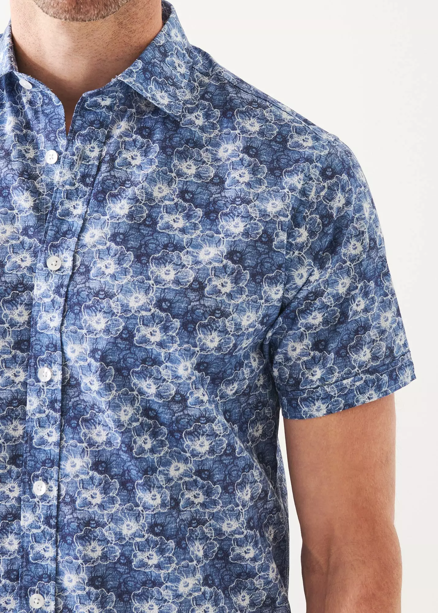 WATERCOLOUR PRINT COTTON SHORT SLEEVE SHIRT