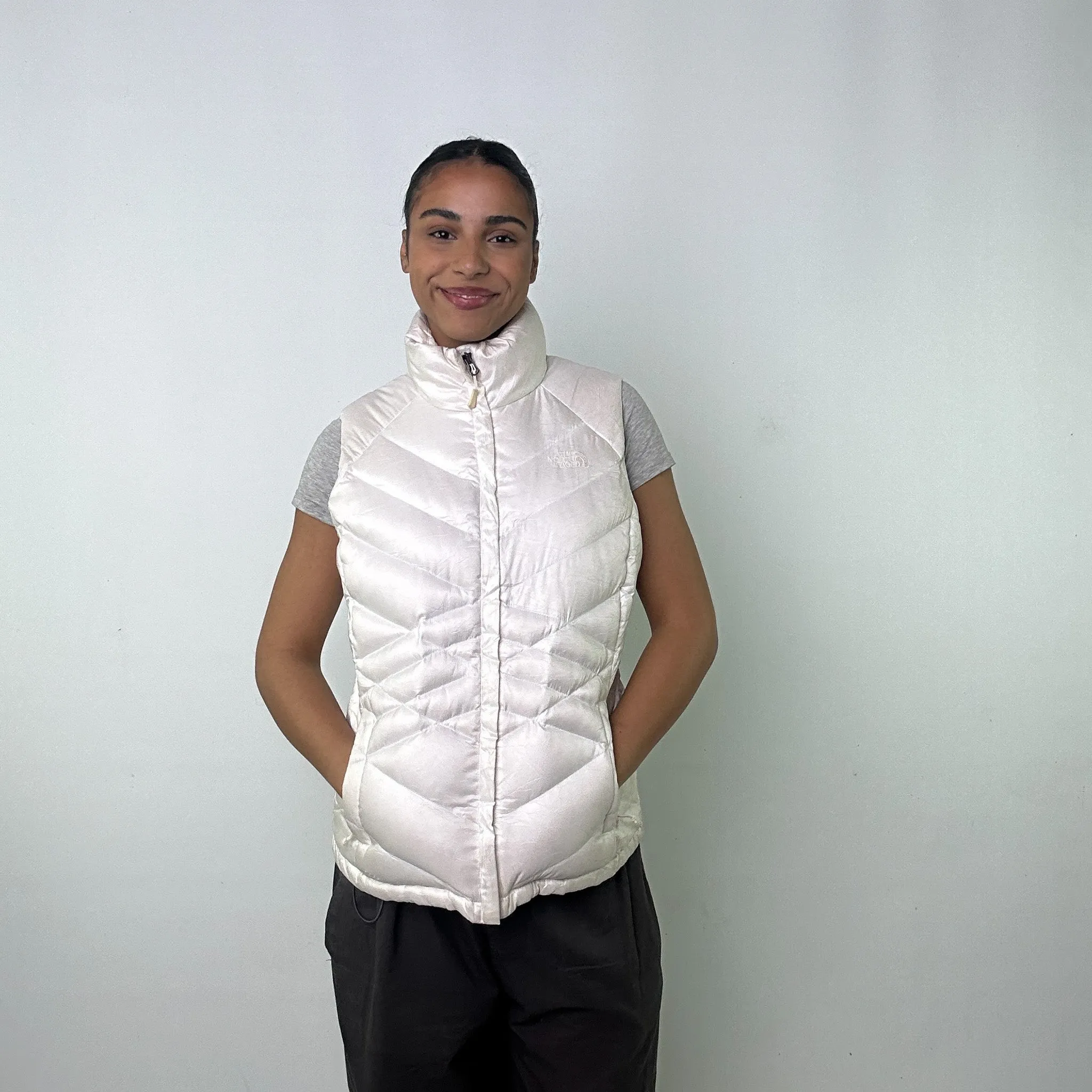 White 90s The North Face 550 Series Puffer Jacket Coat Gilet (L)