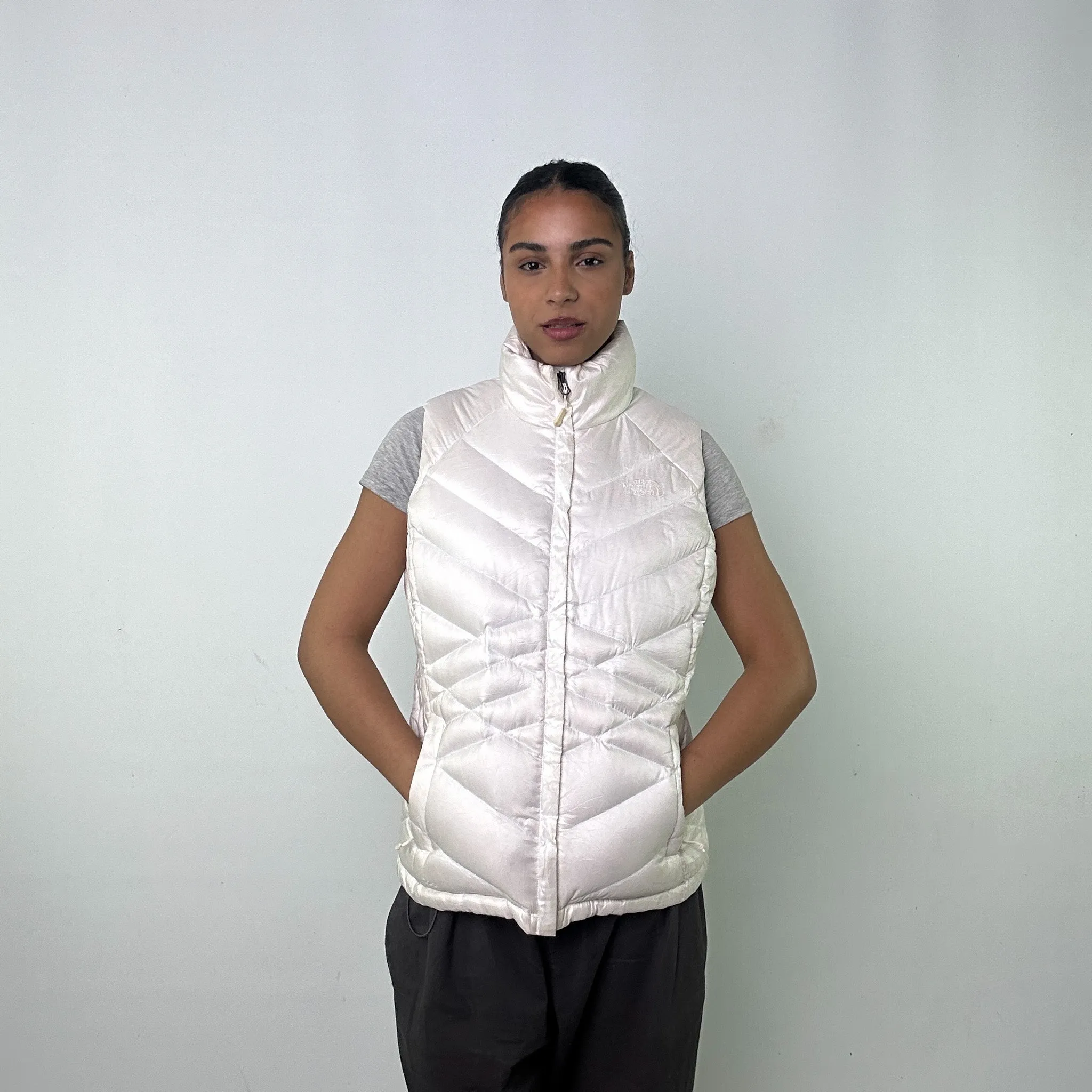 White 90s The North Face 550 Series Puffer Jacket Coat Gilet (L)