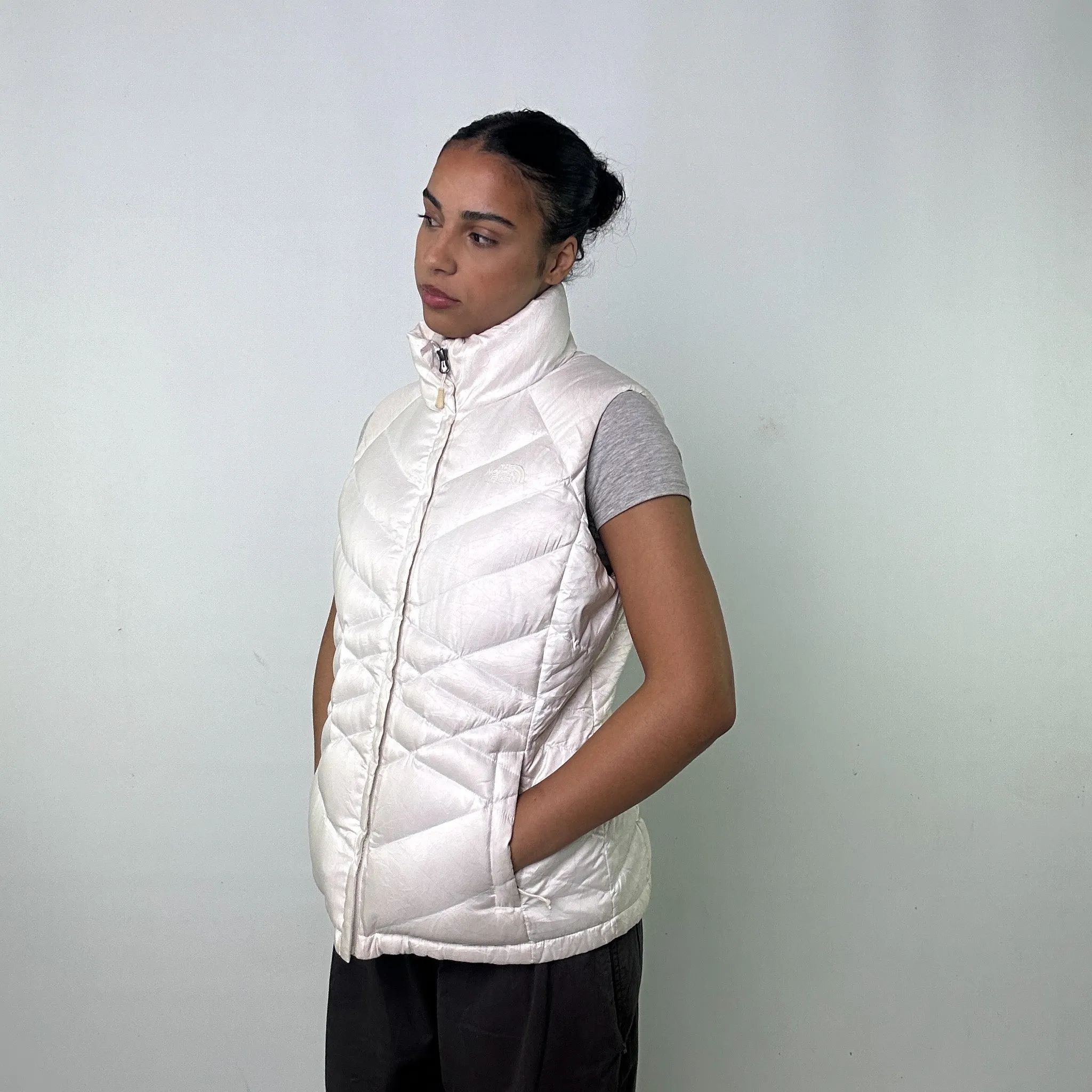 White 90s The North Face 550 Series Puffer Jacket Coat Gilet (L)