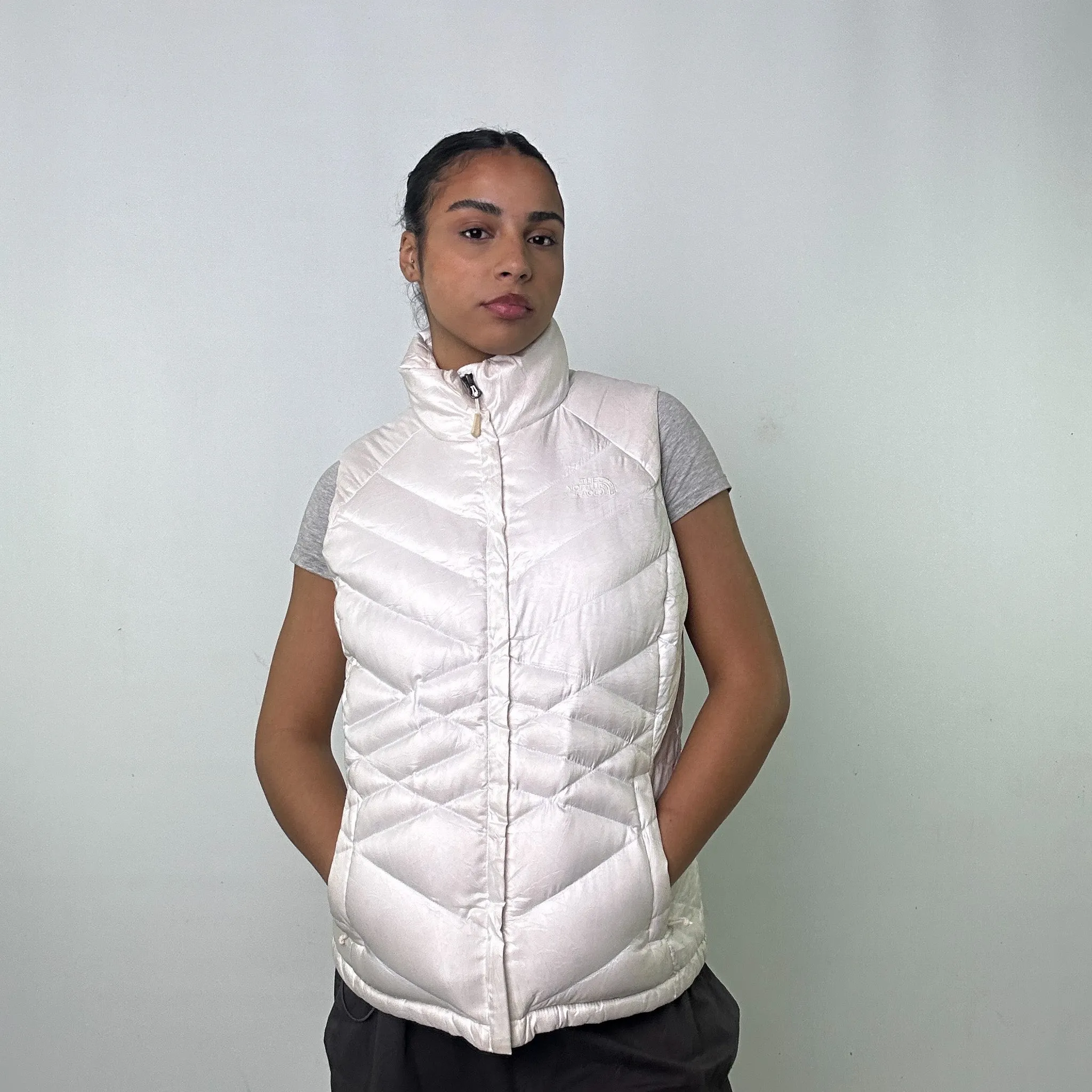 White 90s The North Face 550 Series Puffer Jacket Coat Gilet (L)