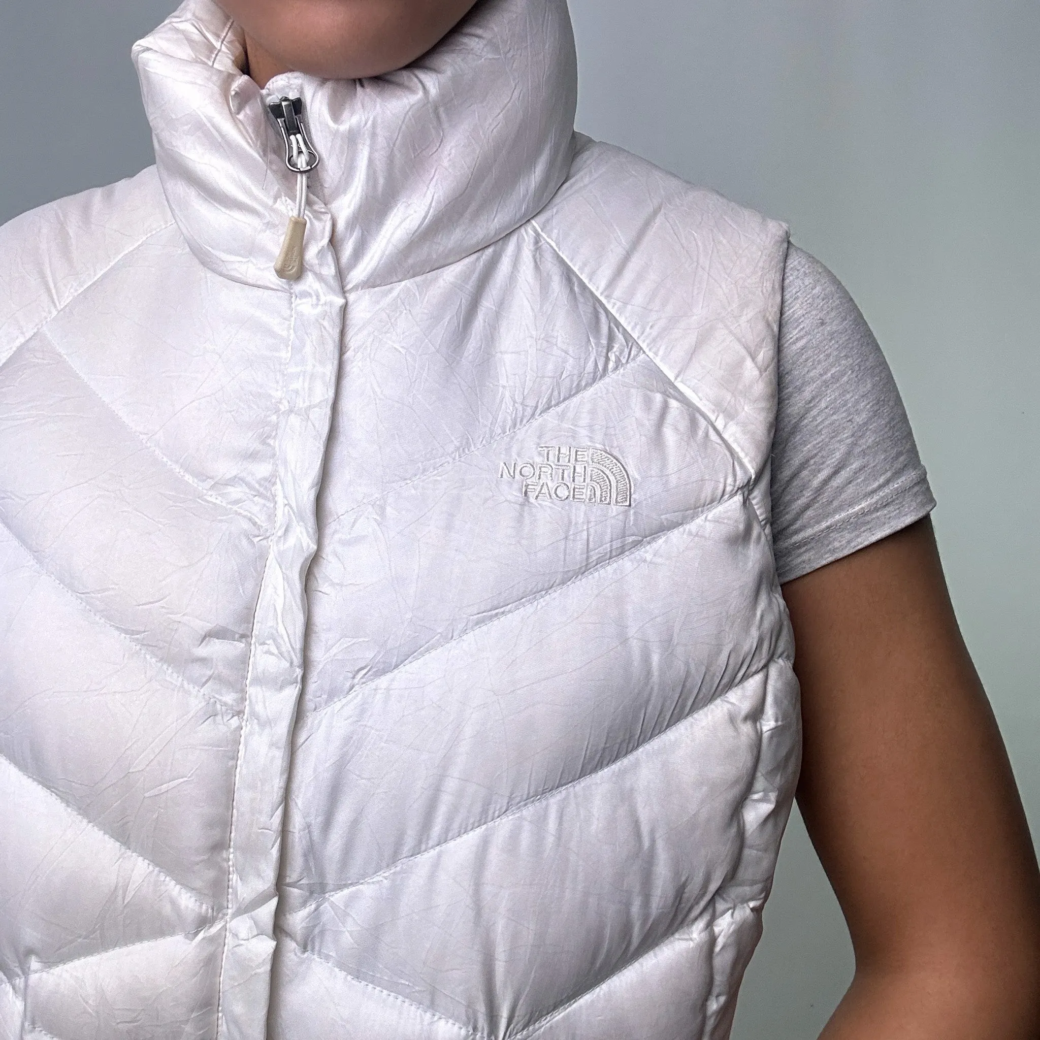 White 90s The North Face 550 Series Puffer Jacket Coat Gilet (L)