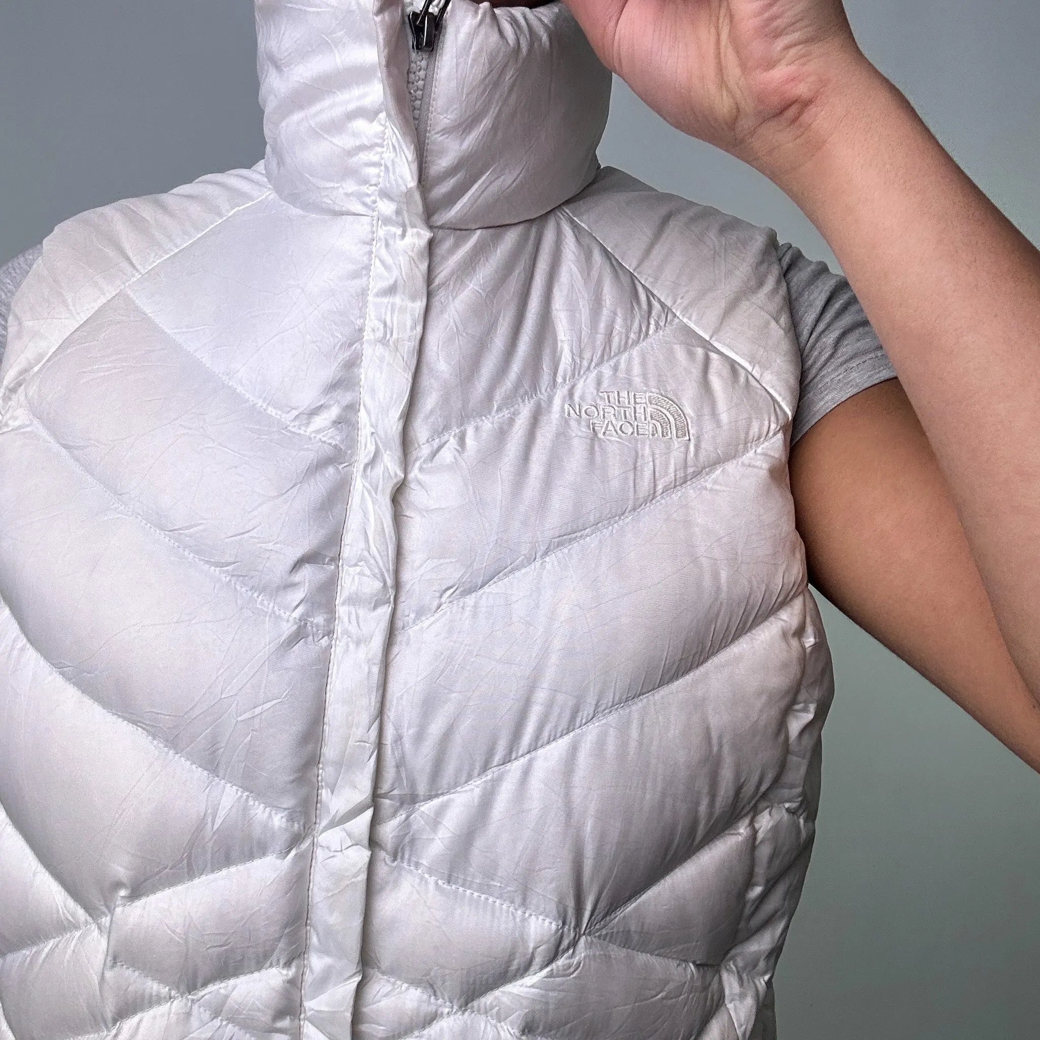 White 90s The North Face 550 Series Puffer Jacket Coat Gilet (L)