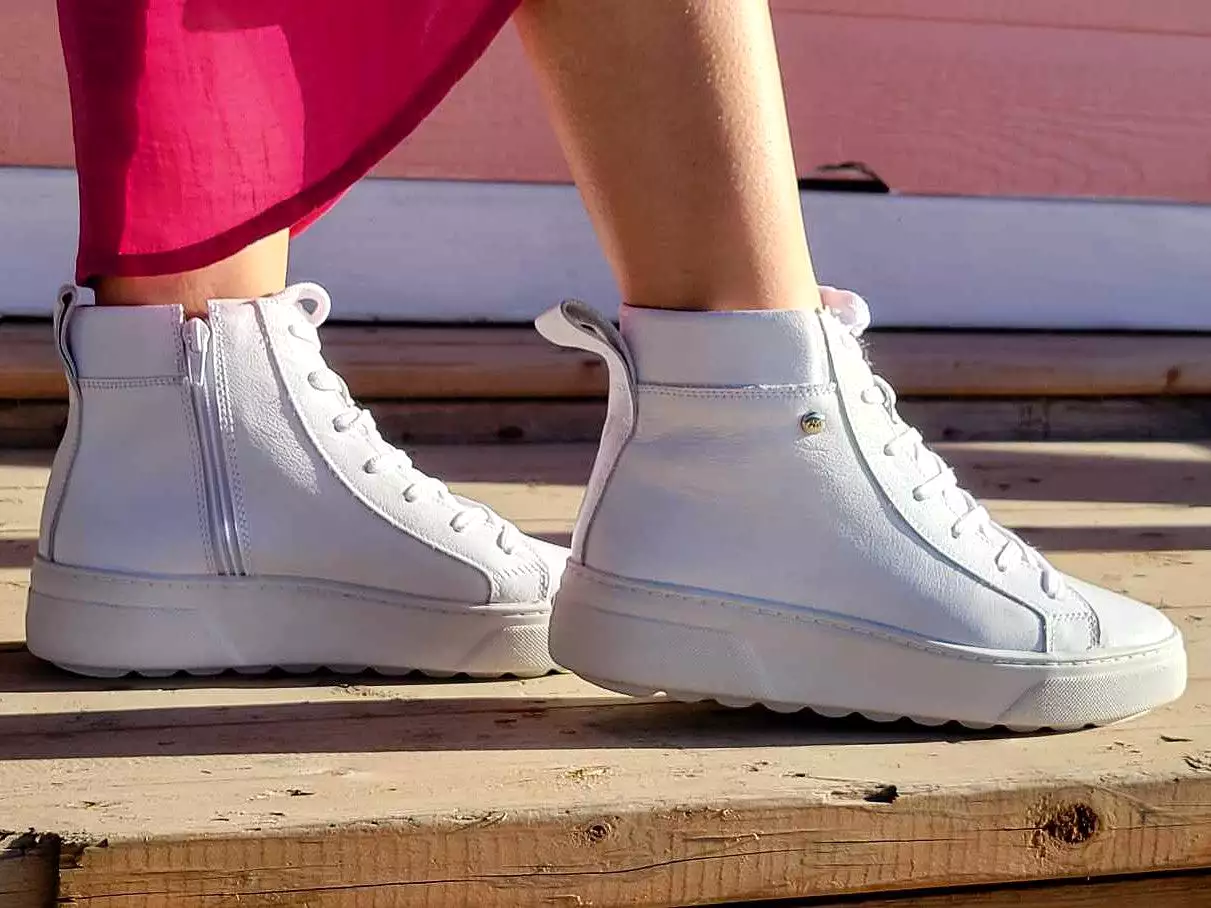 White Leather high top sneaker