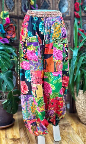 WILD BLOOMS COTTON HAREM PANTS SIZE M (093)