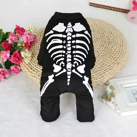 Winter Warm Dog Clothes Funny Skeleton Costumes Halloween Pet Cosplay Coat Puppy Fleece Jacket Clothes Pet Party Apparels