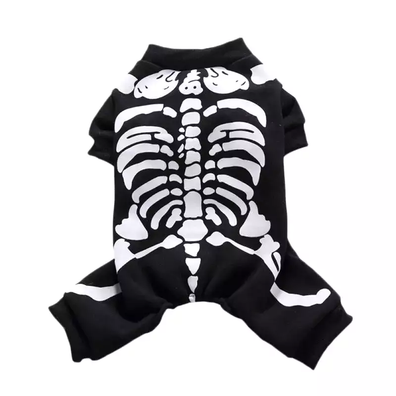 Winter Warm Dog Clothes Funny Skeleton Costumes Halloween Pet Cosplay Coat Puppy Fleece Jacket Clothes Pet Party Apparels