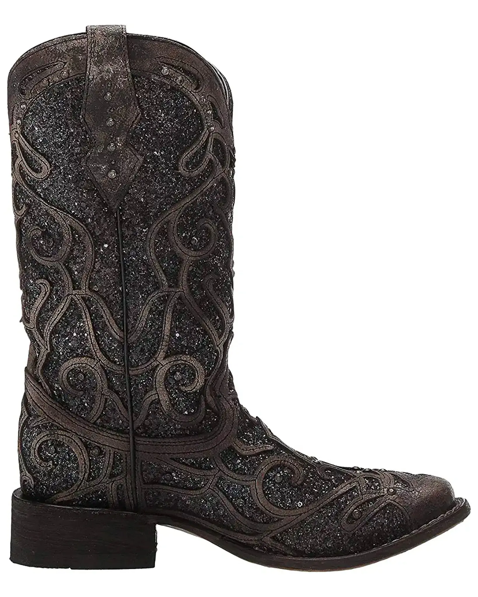 Women's Glitter Inlay Square-Toe Boots