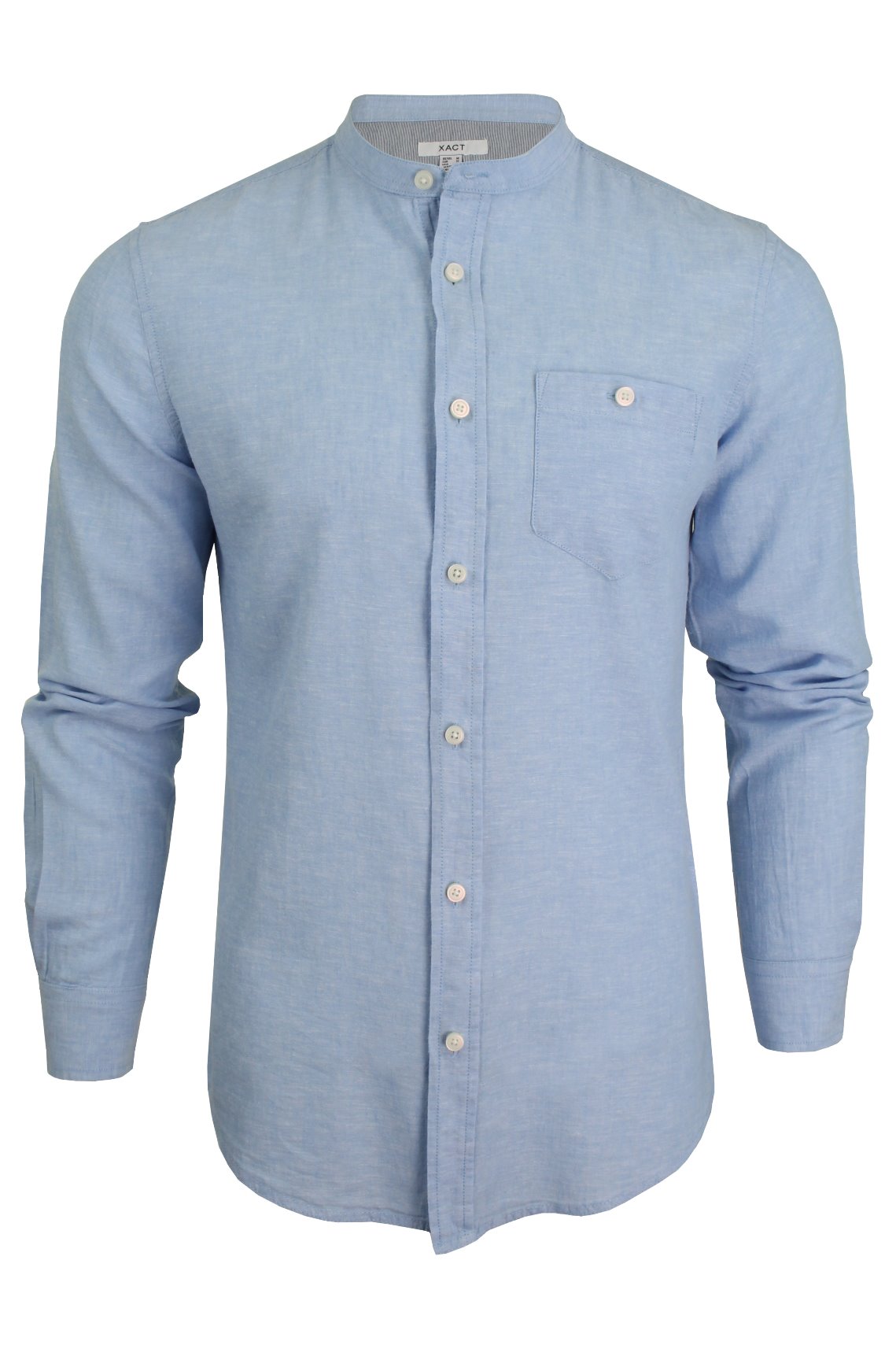 Xact Long Sleeved Linen Grandad Nehru Shirt