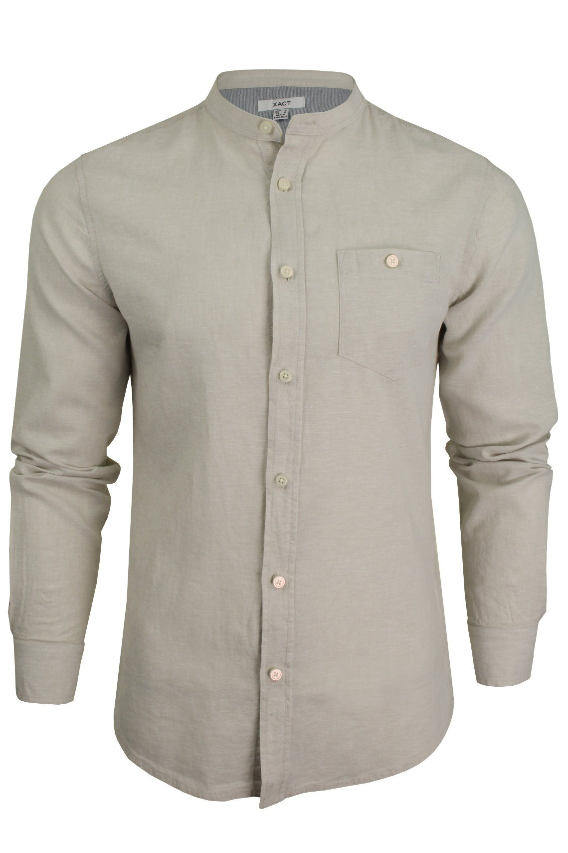 Xact Long Sleeved Linen Grandad Nehru Shirt