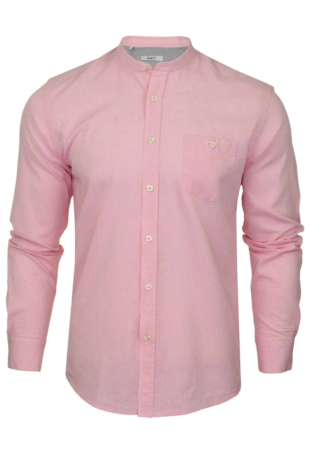 Xact Long Sleeved Linen Grandad Nehru Shirt