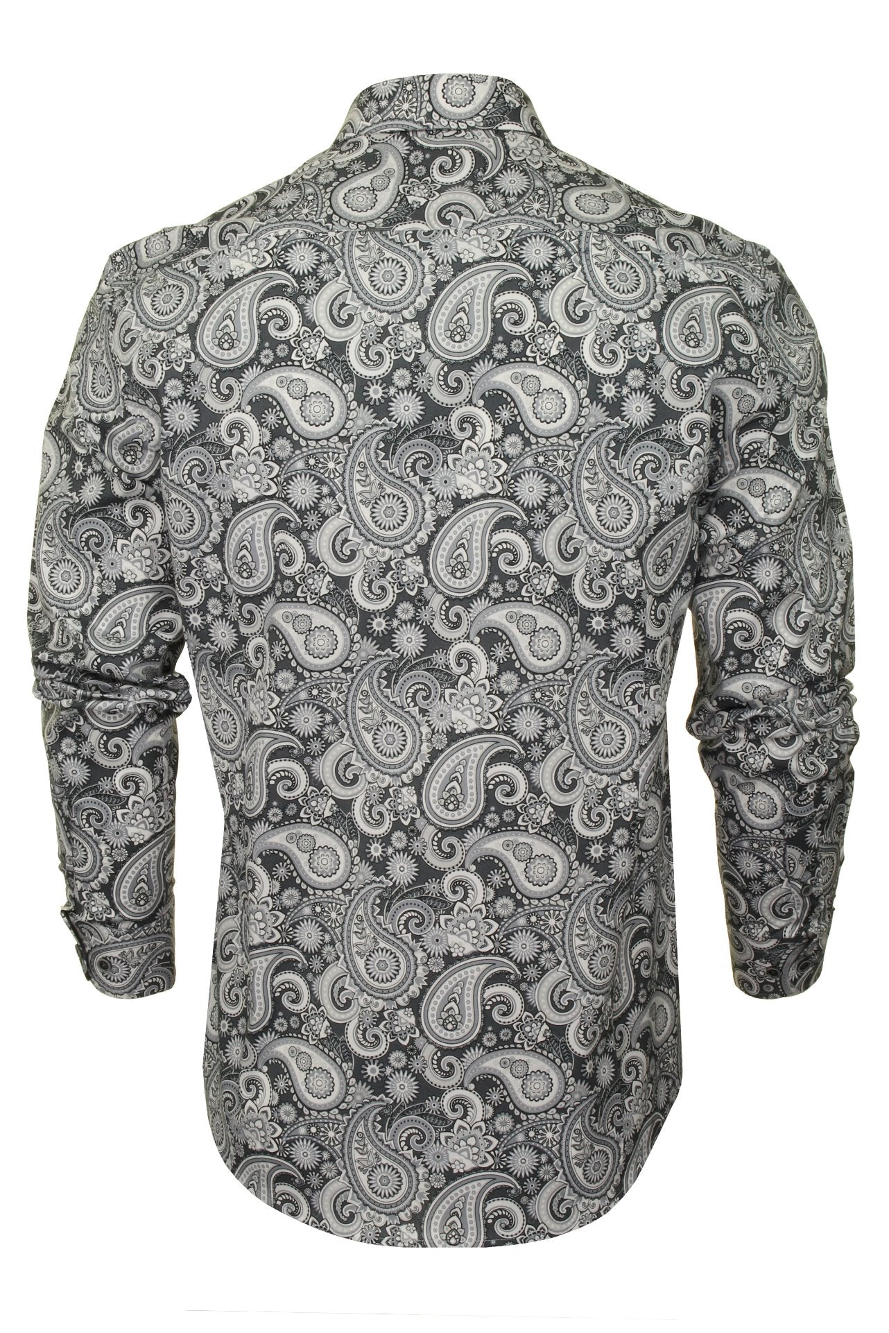 Xact Mens Long Sleeved Paisley Shirt - Slim Fit