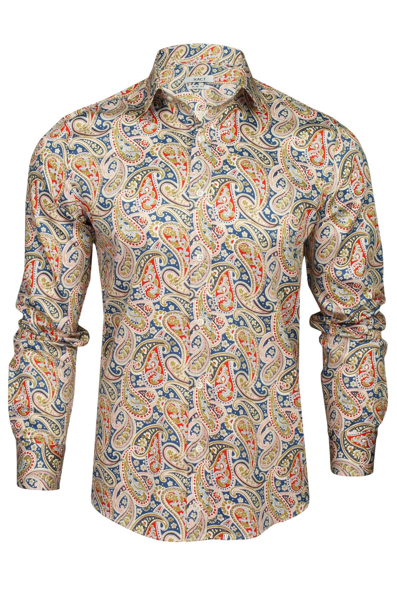 Xact Mens Long Sleeved Paisley Shirt - Slim Fit