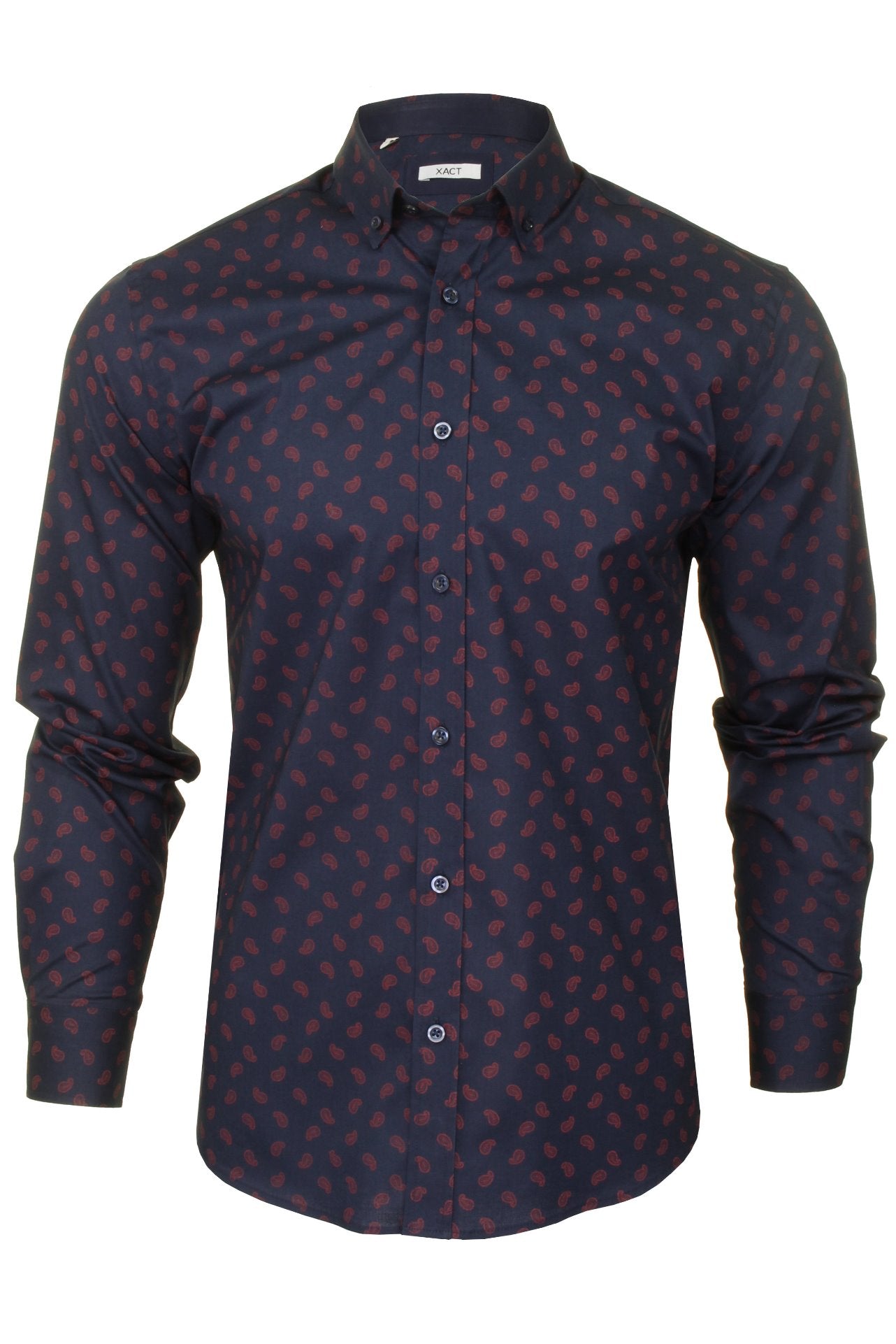 Xact Mens Long Sleeved Paisley Shirt - Slim Fit