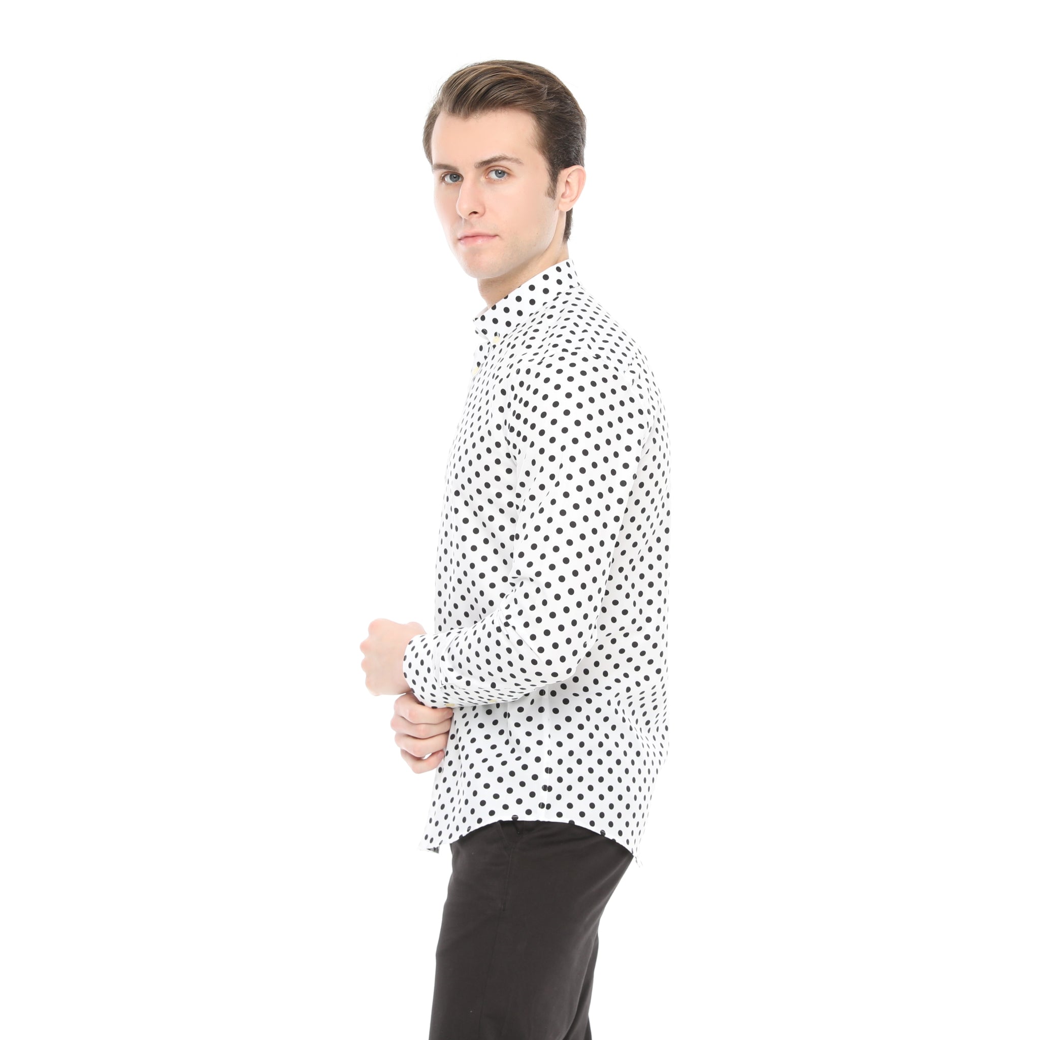 Xact Mens Polka Dot Shirt - Long Sleeved Mod Vintage