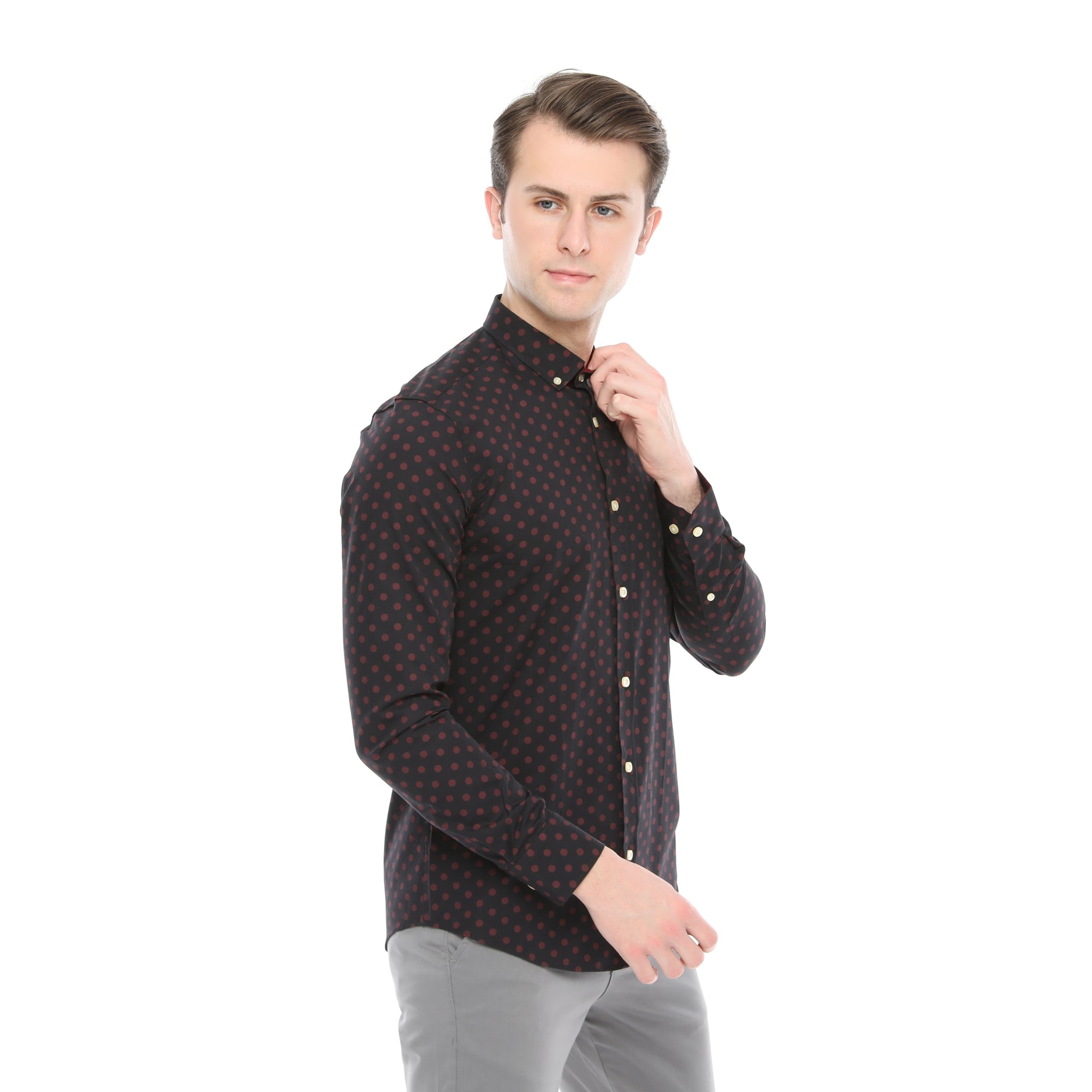 Xact Mens Polka Dot Shirt - Long Sleeved Mod Vintage