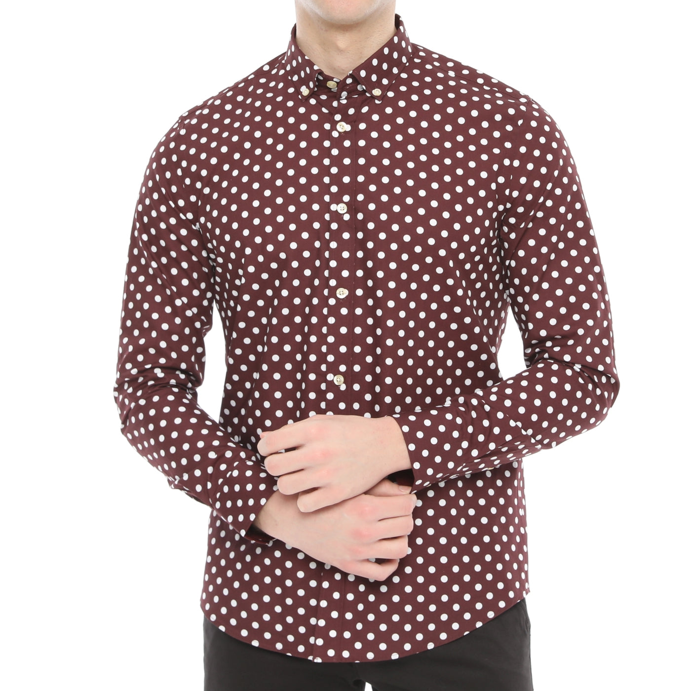 Xact Mens Polka Dot Shirt - Long Sleeved Mod Vintage