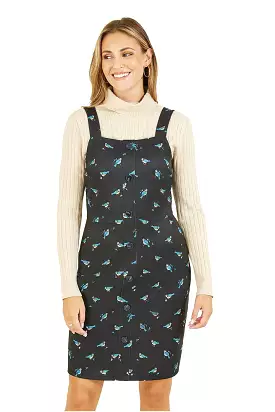 Yumi Blue Tit Dungaree Dress