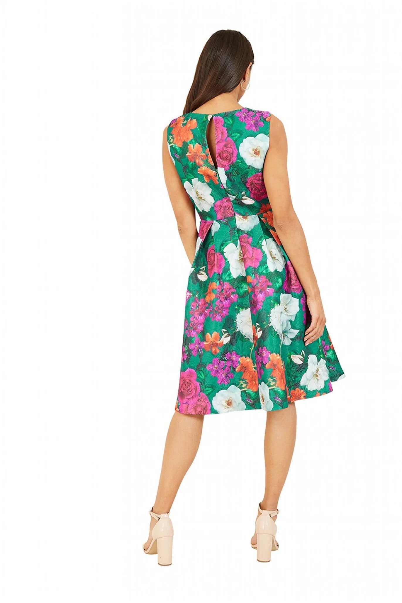 Yumi Green Floral Jacquard Skater Dress